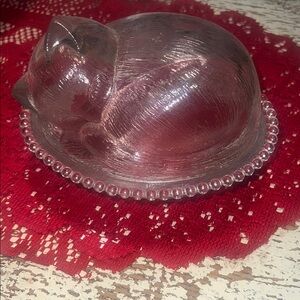 Vintage Indiana Glass Cat Bowl